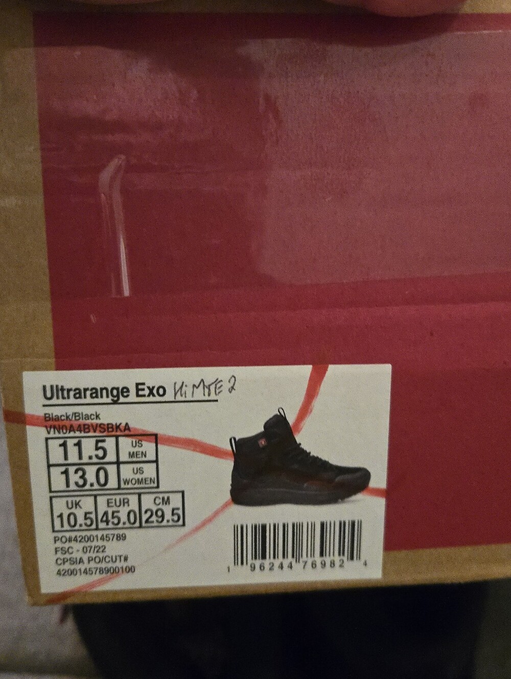 Vans Mte 2 Ultrarange Exo Men Size 11.5 Blackout Hiking Boots Primaloft 062026 - Picture 9 of 9